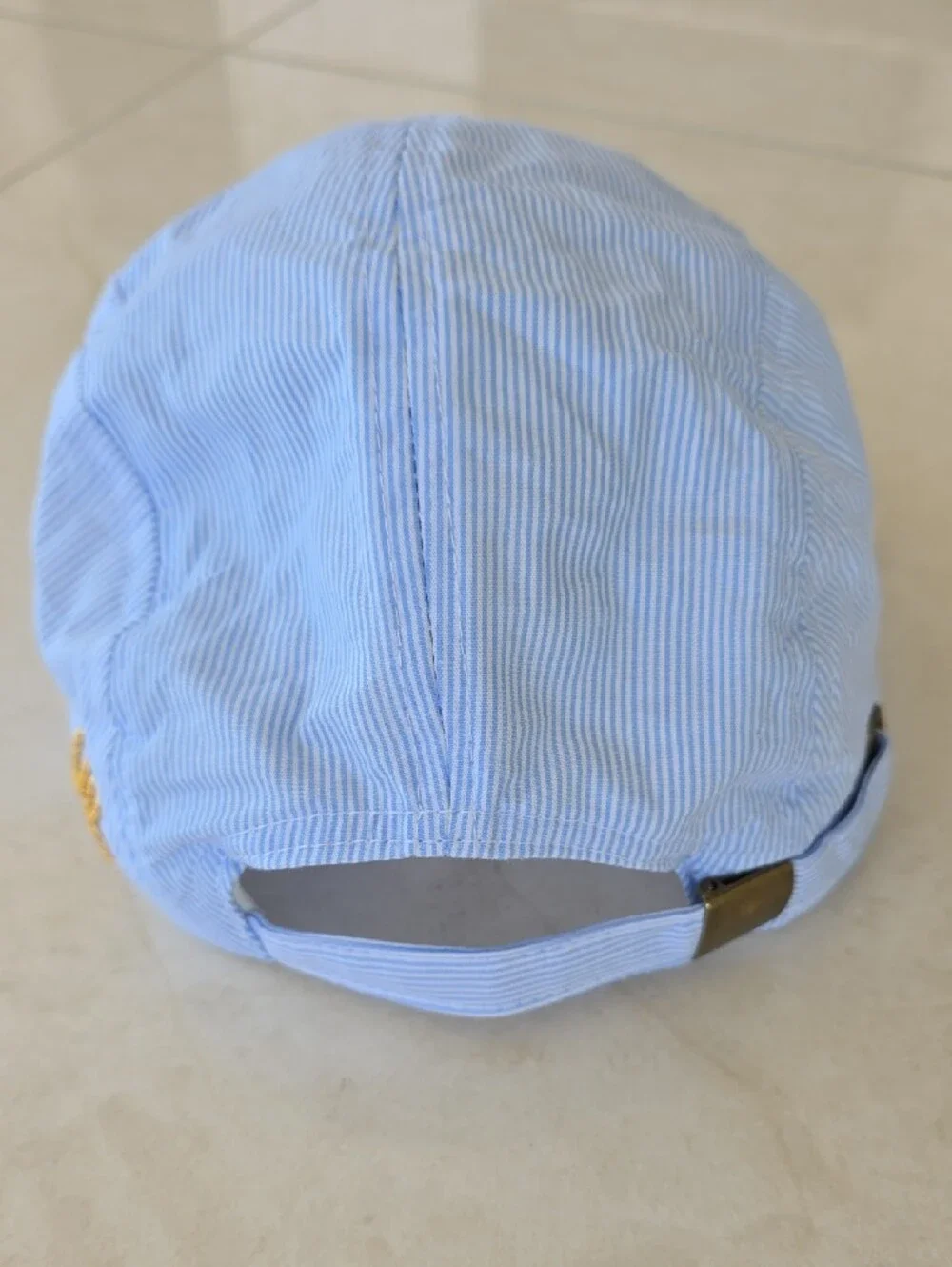 Long Beach Embroidered Logo Adjustable Baseball Cap - Blue & White Stripes